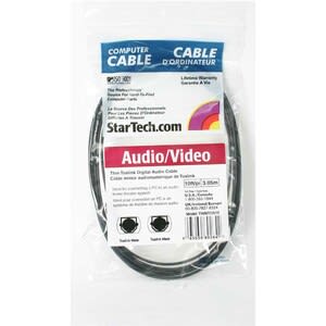 Startech.com Cable 3m Toslink® Audio Digital óptico Spdif Delgado - Negro - Cable For Dispositivo De Audio, Sistema De Teatro En Casa, Reproductor Minidisc, Reproductor Cd, Reproductor Dvd, Altavoz, Receptor Satélite - Oro Conector Chapado - Negro