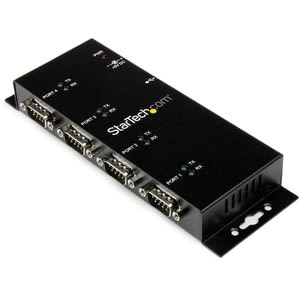 Startech.com Hub Concentrador Adaptador Usb A Serial Rs232 Db9 4 Puertos - Riel Din Industrial Montaje En Pared - Usb - Pc, Mac, Linux - 4 X Número De Puertos Serie Externos - 1 X Número De Puertos Usb