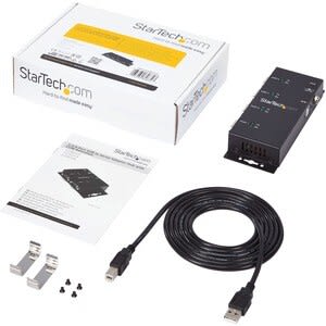 Startech.com Hub Concentrador Adaptador Usb A Serial Rs232 Db9 4 Puertos - Riel Din Industrial Montaje En Pared - Usb - Pc, Mac, Linux - 4 X Número De Puertos Serie Externos - 1 X Número De Puertos Usb