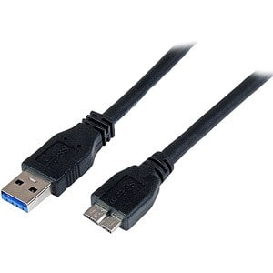 Startech.com Cable Certificado 1m Usb 3.0 (5gbps) Super Speed Ss Micro Usb B Macho A Usb A Macho Adaptador - Negro - Cable For Tarjeta De Captura De Vídeo, Carcasa Para Unidad De Disco Duro, Pc, Lector De Tarjetas, Carcasa De Almacenamiento, Portátil - 5gbit/S - Apantallado - Níquel Conector Chapado - 24/28 Awg - Negro