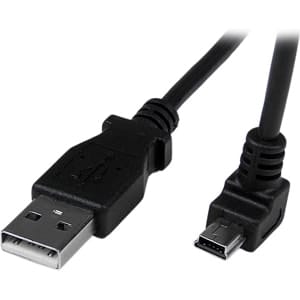 Startech.com Cable Adaptador 2m Usb A Macho A Mini Usb B Macho Acodado En ángulo Hacia Abajo - Cable For Cámara Digital, Disco Duro, Teléfono Móvil, Receptor Gps, Cámara Digital, Smartphone, Mac, Pc - 480mbit/S - Apantallado - 28 Awg - Negro