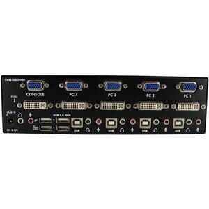 Startech.com Conmutador Switch Kvm Para 4 Computadoras Y 2 Pantallas Dvi Vga Audio Puertos Usb - 1920x1440 - 4 Computador(es) - 1 Usuarios Locales - Svga, Wuxga - 1920 X 1440 - 8 X Usb - 5 X Dvi - 5 X Vga - Montable En Bastidor, De Escritorio