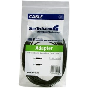 Startech.com Cable Delgado De 4.5m De Audio Estéreo Mini Jack De 3.5mm Macho A Macho - Cable For Iphone, Dispositivo De Audio, Ipod, Auricular, Ipad, Reproductor Mp3, Tarjeta De Sonido - Oro Conector Chapado - 28 Awg - Negro