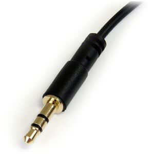 Startech.com Cable Delgado De 91cm De Audio Estéreo Mini Jack De 3.5mm En ángulo Derecho Macho A Macho - Cable For Dispositivo De Audio, Iphone, Ipod, Ipad, Reproductor Mp3, Tarjeta De Sonido - Oro Conector Chapado - 30 Awg - Negro
