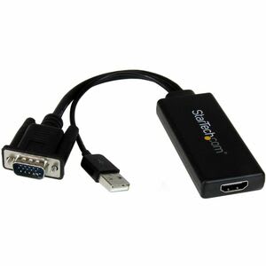 Startech.com Adaptador Vga A Hdmi Con Audio Y Alimentación Usb - Convertidor Vga A Hdmi Portátil - 1080 P - 1 X 15-Pines Hd-15 - Macho - Negro
