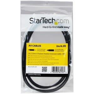 Startech.com Cable De 2m Extensor De Audífonos Y Diadema Headset Mini-Jack Con Plug De 3.5mm Y 4 Pines Macho A Hembra - Cable For Auricular, Auriculares, Iphone, Teléfono Móvil, Dispositivo De Audio - Cable De Extensión - Apantallado - Negro - Image 3