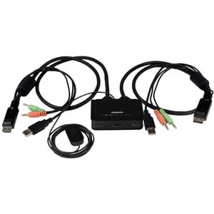 Startech.com Conmutador Switch Kvm 2 Puertos Hdmi Usb Audio Con Cables Integrados - 1080p - 2 Computador(es) - 1 Usuarios Locales - 1920 X 1200 - 3 X Usb - 2 X Hdmi