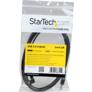 Startech.com Cable De 2m Micro Usb Con Conector Acodado A La Derecha - Cable De Carga Y Sincronización - Cable For Teléfono, Tableta - 480mbit/S - Níquel Conector Chapado - 24/30 Awg - Negro