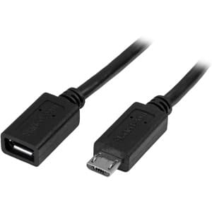 Startech.com Cable De 50cm Micro Usb De Extensión - Macho A Hembra - Cable For Tableta, Teléfono, Teclado/Mouse, Base De Conexión - 480mbit/S - Cable De Extensión - Apantallado - Níquel Conector Chapado - 24/32 Awg - Negro - Image 3