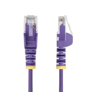 Cable De Red Ethernet Cat6 Delgado Sin Enganches Morado De 1m - Cable Rj45 Snagless Slim De 28awg - Alambre De Cobre Puro - Poe 100w - Con Alivios De Tensión - Lszh - Probado Con Fluke