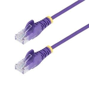 Cable De Red Ethernet Cat6 Delgado Sin Enganches Morado De 1m - Cable Rj45 Snagless Slim De 28awg - Alambre De Cobre Puro - Poe 100w - Con Alivios De Tensión - Lszh - Probado Con Fluke