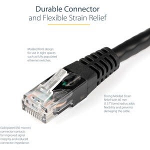Startech.com Cable Negro Moldeado De 4.5m Cat6 Rj45 Utp De Red Gigabit Ethernet - Cable For Dispositivo De Red - 10gbit/S - Cable De Conexión - Oro Conector Chapado - Cmg - 24 Awg - Negro