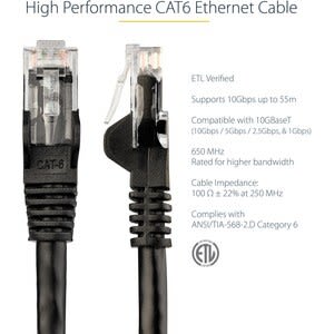 Startech.com Cable De Red Ethernet Snagless Sin Enganches Cat 6 Cat6 Gigabit 3m - Negro - Cable For Dispositivo De Red - 6gbit/S - Cable De Conexión - Oro Contacto Chapado - 24 Awg - Negro - Image 8