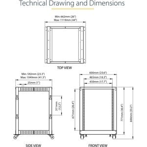 Startech.com Rack 15u Móvil De Marco Abierto De 4 Postes Para Servidores - Rack De 19 Pulgadas - Ruedas O Patas Niveladoras - Acero, Acero Laminado En Frío - 300kg Capacidad De Peso Dinámico - 544kg Capacidad De Peso Estático
