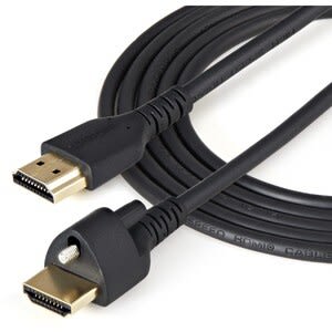 Startech.com Cable Hdmi De 1m Con Tornillo De Seguridad - Hdmi 2.0 4k 60hz Hdr De Alta Velocidad Con Ethernet, Conector De Bloqueo, M/M - Cable For Dispositivo De Audio/Vídeo, Tv, Monitor, Proyector, Sistema De Teatro En Casa, Reproductor De Se?alización Digital, Extensor De Puerto, Conmutador - 18gbit/S - Admite Hasta3840 X 2160 - Apantallado - Oro Conector Chapado - 34 Awg - Negro - Image 3