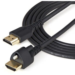 Startech.com Cable Hdmi De 2m Con Tornillo De Seguridad - Hdmi 2.0 4k 60hz Hdr De Alta Velocidad Con Ethernet, Conector De Bloqueo, M/M - Cable For Dispositivo De Audio/Vídeo, Tv, Monitor, Proyector, Sistema De Teatro En Casa, Reproductor De Se?alización Digital, Extensor De Puerto, Conmutador - 18gbit/S - Admite Hasta3840 X 2160 - Apantallado - Oro Conector Chapado - 34 Awg - Negro - Image 4