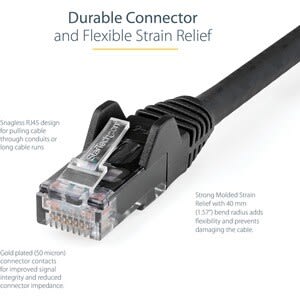 Startech.com Cable Ethernet Cat 6 De 5 Metros - Lszh - Cable De Red Patch Cat6 Utp Rj45 Poe De 100w 10 Gbe Sin Enganches Negro, Etl - Cable For Dispositivo De Red, Servidor, Router, Dispositivo De Almacenamiento Nas, Dispositivo Voip, Dispositivo Compatible Con Poe, Portátil, Cámara De Seguridad - 10gbit/S - Cable De Conexión - Oro Contacto Chapado - Lszh - 24 Awg - Negro