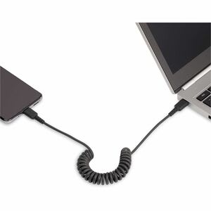 Startech.com Cable De 50cm De Carga Usb C A Usb C, Cable Usb Tipo C En Espiral De Carga Rápida Y Servicio Pesado, Cable Usb 2.0 Usbc Negro - Cable For Dispositivo Móvil, Ipad Pro, Ipad Mini, Smartphone - 480mbit/S - Apantallado - Níquel Conector Chapado - 22/32 Awg - Negro - Image 4