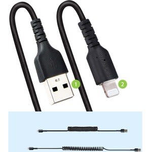 Startech.com Cable De 50cm Usb A Lightning En Espiral Con Certificación Mfi Negro - Cable Lightning En Espiral De Carga Para Iphone - Cable For Dispositivo Móvil, Iphone, Ipad Air, Ipad, Ipad Mini, Airpods, Magic Keyboard, Magic Trackpad, Ratón Magic, Control Remoto Siri, Estación De Carga - 480mbit/S - Mfi - Apantallado - Níquel Conector Chapado - 22/32 Awg - Negro - Image 9
