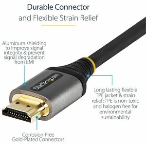 Startech.com Cable De 0.5m Hdmi 2.0 Con Certificación Premium - Cable Hdmi De Alta Velocidad Con Ethernet Ultra Hd 4k 60hz Hdr10 Arc - 20 Inch (0.5m) Premium Certified High-Speed Hdmi Cable With Ethernet - Ultra Hd Hdmi 2.0 Cable Supports 18gbps; 4k 60hz/3d Video/Hdr10/32ch Audio/Arc - Soft Tpe Strain Relief - Uhd Hdmi Cord To Connect Laptop/Computer To Monitor/Display/Projector/Tv - Image 5