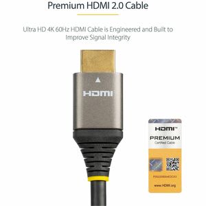 Startech.com Cable De 0.5m Hdmi 2.0 Con Certificación Premium - Cable Hdmi De Alta Velocidad Con Ethernet Ultra Hd 4k 60hz Hdr10 Arc - 20 Inch (0.5m) Premium Certified High-Speed Hdmi Cable With Ethernet - Ultra Hd Hdmi 2.0 Cable Supports 18gbps; 4k 60hz/3d Video/Hdr10/32ch Audio/Arc - Soft Tpe Strain Relief - Uhd Hdmi Cord To Connect Laptop/Computer To Monitor/Display/Projector/Tv - Image 8