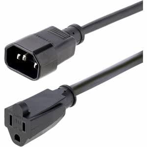Startech.com Cable De 1m (3 Pies) De Extensión De Alimentación Para Computadoras, Iec 320 C14 A Nema 5-15r, 10a 125v, Alargador - Para Computadora De Escritorio, Monitor, Escáner, Impresora, Servidor, Fuente De Alimentación, Dispositivo De Red, Unidad De Distribución Eléctrica - Iec 60320 C14 / Nema 5-15r - 125 V - Negro - 1