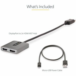 Startech.com Hub Concentrador Mst Displayport A 2 Puertos Hdmi 4k 60hz - Adaptador Divisor Con Cable De 30cm - Hub Mst Dp 1.4 Dsc Hbr3 - 3840 × 2160 - Displayport - 2 X Salida Hdmi - Usb - Image 4