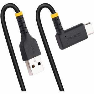 Startech.com Cable 2m Usb A A Usb C Acodado En ángulo Recto - Cable Usb-C De Carga Rápida De Alta Resistencia - Usb 2.0 A A Usb Tipo-C - Cable For Dispositivo Periférico, Ipad Pro, Ipad Mini, Smartphone, Dock, Cargador, Cargador De Automóvil - 480mbit/S - Apantallado - Oro, Níquel Conector Chapado - 22/32 Awg - Negro
