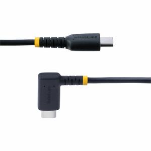 StarTech.com Startech.com Cable 15cm Usb C Acodado En ángulo Recto - Pd 60w - 3a - Cable Usb-C De Carga Rápida - De Alta Resistencia - Usb 2.0 Tipo C - Cable For Dispositivo Periférico, Ipad Pro, Ipad Mini, Smartphone, Dock, Cargador, Cargador De Automóvil - 480mbit/S - Apantallado - Oro, Níquel Conector Chapado - 22/32 Awg - Negro