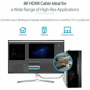 StarTech.com Startech.com Cable De 50cm Hdmi 2.1 8k - Cable Hdmi Certificado De Ultra Alta Velocidad - 48gbps 8k 60hz 4k 120hz Hdr10+ Earc Ultra Hd - Cable For Dispositivo De Audio/Vídeo, Monitor, Tv, Pantalla, Sistema De Teatro En Casa, Pantalla Digital Signage, Computador, Portátil, Computadora De Escritorio, Workstation, Proyector - 48gbit/S - Admite Hasta7680 X 4320 - Apantallado - Oro Conector Chapado - 30/32 Awg - Gris, Negro
