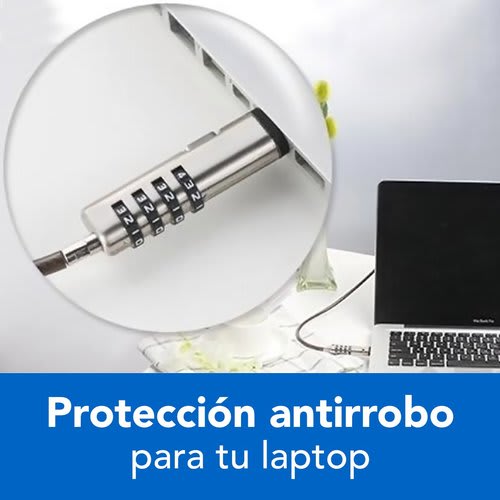 Brbotix Candado Noble Wedge® Para Laptop, Portatiles, 1.80 Metros, De Combinacion, Color Humo - Seguridad Portatil Noble Slot® , Cable De Seguridad, Cable Antirrobo, Cable De Bloqueo De Combinación 4 Dígitos, Acero, - Image 7