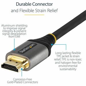 Startech.com Cable De 50cm Hdmi 2.1 8k - Cable Hdmi Certificado De Ultra Alta Velocidad - 48gbps 8k 60hz 4k 120hz Hdr10+ Earc Ultra Hd - Cable For Dispositivo De Audio/Vídeo, Monitor, Tv, Pantalla, Sistema De Teatro En Casa, Pantalla Digital Signage, Computador, Portátil, Computadora De Escritorio, Workstation, Proyector - 48gbit/S - Admite Hasta7680 X 4320 - Apantallado - Oro Conector Chapado - 30/32 Awg - Gris, Negro