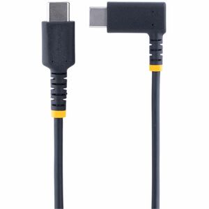 Startech.com Cable 2m Usb C Acodado En ángulo Recto - Pd 60w - 3a - Cable Usb-C De Carga Rápida - De Alta Resistencia - Usb 2.0 Tipo C - Cable For Dispositivo Periférico, Ipad Pro, Ipad Mini, Smartphone, Dock, Cargador, Cargador De Automóvil - 480mbit/S - Apantallado - Oro, Níquel Conector Chapado - 22/32 Awg - Negro