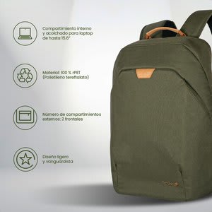 TechZone Backpack Techzone Echo Hero De 15.6'' De Materiales Reciclados Verde