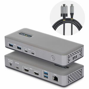 Startech.com Docking Station Usb-C De 2 Monitores Hdmi - 4k 60hz - Red Ethernet De 1gbps - Dock Multipantalla - Pd De 100w - 2 Pantallas Compatibles - 4k @ 60hz - 3840 X 2160 - 6 X Puertos Usb - 4 X Usb Type-A Ports - Usb Tipo-A - 2 X Usb Type-C Ports - Usb Tipo-C - 1 X Rj-45 Ports - Red (rj-45) - 2 X Puertos Hdmi - Hdmi - Cableado - Gigabit Ethernet - Windows 11, Windows 10, Ubuntu 24.04 - 100w Usb Power Delivery