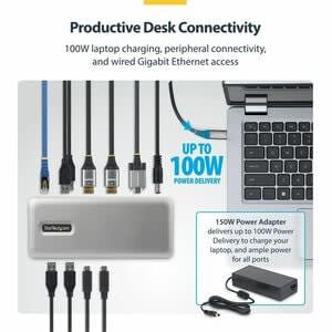 Startech.com Docking Station Usb-C De 2 Monitores Hdmi - 4k 60hz - Red Ethernet De 1gbps - Dock Multipantalla - Pd De 100w - 2 Pantallas Compatibles - 4k @ 60hz - 3840 X 2160 - 6 X Puertos Usb - 4 X Usb Type-A Ports - Usb Tipo-A - 2 X Usb Type-C Ports - Usb Tipo-C - 1 X Rj-45 Ports - Red (rj-45) - 2 X Puertos Hdmi - Hdmi - Cableado - Gigabit Ethernet - Windows 11, Windows 10, Ubuntu 24.04 - 100w Usb Power Delivery