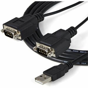 Startech.com Cable 1.8m Usb A 2 Puertos Serial Rs232 Db9 Retención Del Puerto De Asignación Com - Negro