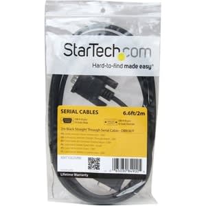 Startech.com Cable 2m Extensión Directo Straight Through Serial Rs232 Video Ega Db9 Macho A Hembra - Negro - Cable De Extensión - Apantallado - Níquel Conector Chapado - Negro