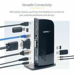 Startech.com Docking Station Usb 3.0 Usb-A De 2 Monitores - Hdmi Y Dvi/Vga - Hub 6x Usb-A - Replicador - Win/Mac/Chromeos - 2 Pantallas Compatibles - 1920 X 1200 - 6 X Puertos Usb - 4 X Usb 2.0 - 2 X Usb Type-A Ports - Usb Tipo-A - 1 X Rj-45 Ports - Red (rj-45) - 1 X Puertos Hdmi - Hdmi - Dvi - Micrófono - Cableado - Gigabit Ethernet - Macos 14, Windows Xp Sp3, Windows Vista, Windows 7, Windows 8, Windows 8.1, Windows 10, Windows 11, Mac Os X 10.6 Snow Leopard, Mac Os X 10.12 Sierra, Mac Os