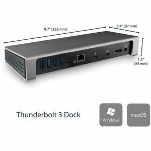 Startech.com Dock Thunderbolt 3 - Con Lector De Tarjetas Sd - Con Entrega De Alimentación De 85w - 4k Doble - Windows / Mac - 2 Pantallas Compatibles - 4k - 4096 X 2160, 3840 X 2160 - 6 X Puertos Usb - 2 X Usb 3.0 - Usb Tipo-A - Usb Tipo-C - 1 X Rj-45 Ports - Red (rj-45) - Displayport - Micrófono - Thunderbolt - Cableado - Gigabit Ethernet - Macos, Windows
