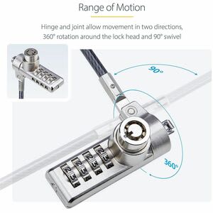 Startech.com Paquete De 10 Candados K-Slot De Llave Y Clave Numérica Para Laptop - Cables De Seguridad Antirrobo Con La Misma Llave - 1.98m Cable - Reiniciable - 4-Dígitos - Plata, Negro - Acero, Plástico - Para Portátil, Monitor, Impresora, Base De Conexión, Computadora De Escritorio, Computador Todo En Uno, Material De Laboratorio, Osciloscopio, Equipos De Prueba