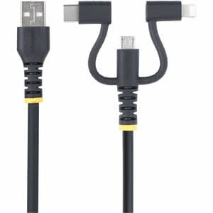 Startech.com Cable Multicarga Resistente Usb De 1m – Lightning/Micro-Usb/Usb-C – Mfi – Cable Cargador Usb Tipo C 3 En 1 – Cable For Cargador, Iphone, Ipad, Dispositivo Usb, Cargador De Pared, Cargador Portátil, Cargador De Automóvil, Smartphone, Concentrador Usb, Dock, Dispositivo Móvil – Extremo Prinicpal: 1 X Usb 2.0 Tipo A – Macho – 480mbit/S – Mfi – Apantallado – Níquel Conector Chapado – Negro