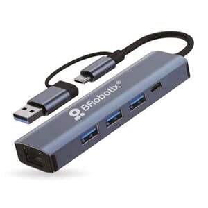 BRobotix Brobotix Docking 5 En 2: Conector Dual Usb A Y Tipo C A Usb V3.0x3, Usb Tipo C Y Rj45 Gigabit