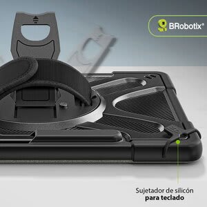 Brobotix Funda De Uso Rudo Para Tableta Microsoft® Surface® Pro 12 De 12". Incluye: Correa De Hombro Desmontable, Correa De Mano Ajustable Y Giratoria, Soporte Para Escritorio, Soporte Para Lápiz óptico, Con Ranura Incorporada Para Colocar El Teclado De La Tableta. Material: Pc Y Tpu, Protector Para Tableta, Rugged Case With Hand Strap 360°, Color Negro,surface Pro12, Funda Para Microsoft Surface Pro12 , Carcasa Para Tablet Pro 12, Protector Para Tableta Microsoft Surface Pro 12, Carcasa Para Surface Pro 12.