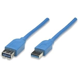 Manhattan Cable De Extensión Usb De Súpervelocidad - Cable For Portátil, Cámara Digital, Pda - 5gbit/S - Cable De Extensión - Apantallado - Oro Contacto Chapado - 28 Awg - Azul