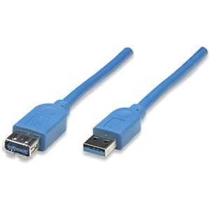 Manhattan Cable De Extensión Usb De Súpervelocidad - Cable For Portátil, Cámara Digital, Pda - 5gbit/S - Cable De Extensión - Apantallado - Oro Contacto Chapado - 28 Awg - Azul