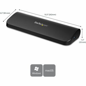Startech.com Docking Station Usb 3.0 Usb-A De 2 Monitores - Hdmi/Dvi/Vga - Hub 3x Usb-A - Replicador - Win/Macos/Chromeos - 2 Pantallas Compatibles - Hd - 1920 X 1200, 1920 X 1080, 2048 X 1152 - 4 X Puertos Usb - 3 X Usb Type-A Ports - Usb Tipo-A - 1 X Rj-45 Ports - Red (rj-45) - Hdmi - Dvi - Vga - Línea Salida De Audio - Micrófono - Cableado - Gigabit Ethernet - Macos 14, Windows Xp Sp3, Windows Vista, Windows 7, Windows 8, Windows 8.1, Windows 10, Windows 11, Mac Os X 10.6 Snow Leo