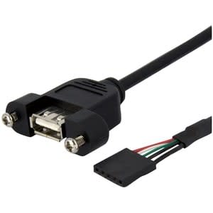 Startech.com Cable De 91cm Usb 2.0 Para Montaje En Panel Conexión A Placa Madre Idc 5 Pines - Hembra Usb A - Cable For Placa Base, Unidad De Almacenamiento, Pc - Níquel Conector Chapado - 24/28 Awg - Negro