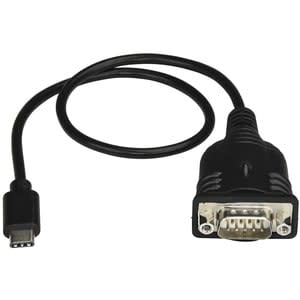 Startech.com Cable Adaptador Usb Tipo C A Serial Db9 Rs232 Con Retención De Puertos Com De 40cm - Usbc A Serial - Para Windows Mac Y Linux - Negro