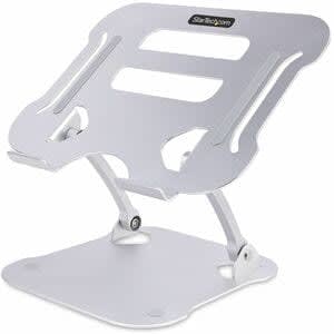 Startech.com Soporte Riser Ergonómico De Computadora Para Escritorio - Base Soporte Ergonómico Para Laptop De Altura Ajustable - Elevador - 9.98kg Capacidad De Carga - 11.9cm Altura X 22.6cm Ancho - Anodizado Plateado - Aluminio - Plata - 1